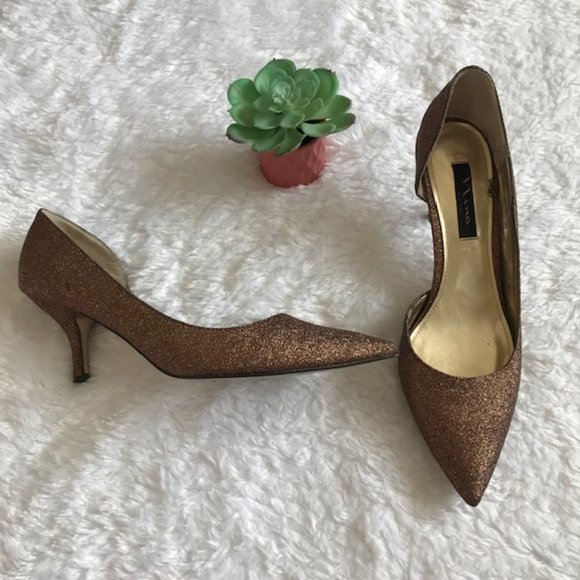 Nina Shoes - Nina d'Orsay Bronze Glitter Pointed Toe Heels GUC